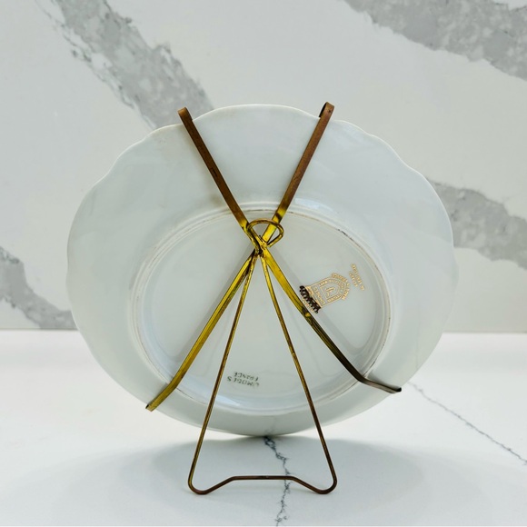 Limoges France Porcelain Miniature Dish Plate w/ Stand - Picture 3 of 4